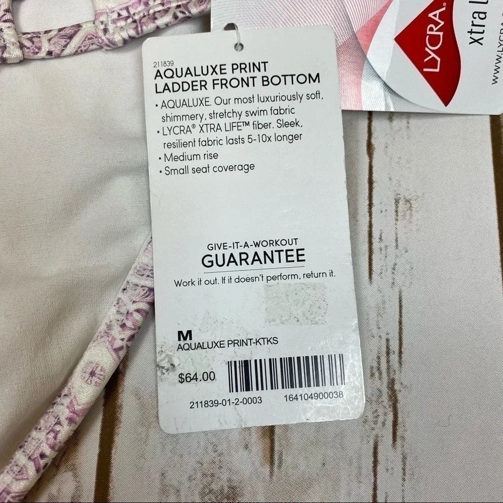 Athleta Aqualuxe Print Ladder Front Bikini Bottom Size‎ Medium